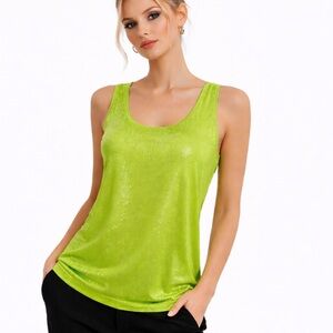 St. John Lime Green Sequin Women's Tank Top